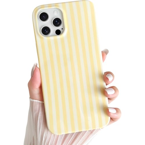 Yeddabox for iPhone 11 Pro Max Case Cute Striped Phone Case Soft TPU Slim Shockproof Phone Cover for Women Girls, Yellow