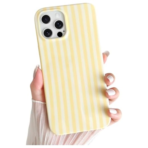 Yeddabox for iPhone 11 Pro Case Cute Striped Phone Case Soft TPU Slim Shockproof Phone Cover for Women Girls, Yellow