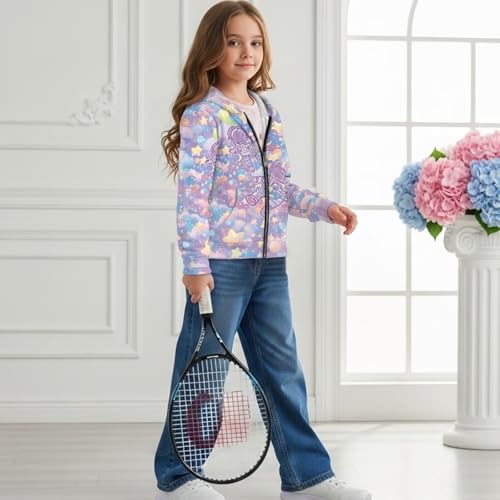 Kids Zip-Up Hoodie, Soft Athletic Sweatshirt Fashion Cozy Winter Jacket with Kangaroo Pocket School Hoodie Girls3