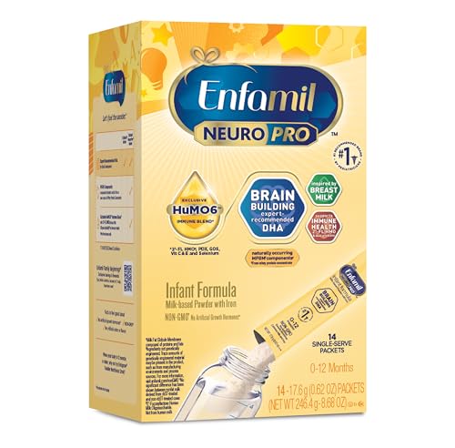 Enfamil NeuroPro Baby Formula, Triple Prebiotic Immune Blend with 2'FL HMO & Expert Recommended Omega-3 DHA, Inspired by Breast Milk, Non-GMO, 0.62 Oz packets, 14 count, (Packaging May Vary)