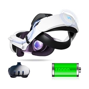 Comfort Battery Head Strap 10000mAh Compatible with Quest 3 Accessories, Battery Pack Soft Cushion VR Elite Strap for Balance Weight, Extend Playtime & Enhance Immersion & Fast Charge