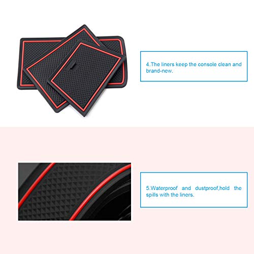 Image of CDEFG Custom Fit Cup, Door and Center Console Liner Accessories for 2021 2022 2023 Trailblazer, Car Slot Mats Cup Holder Inserts Coaster Pad Anti Slip, 19PCS (Red Colored Trim)