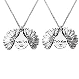 Gzrlyf Twin One and Two Sunflower Locket Necklaces - Sister Jewelry Gifts (Necklace Set)