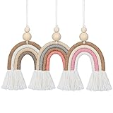 3 Pieces Boho Rainbow Car Charm Essential Oil Diffusers for Car Cute Car Air Fresheners Handmade Hanging Car Accessories Decor for Car Interior (Beautiful Style)