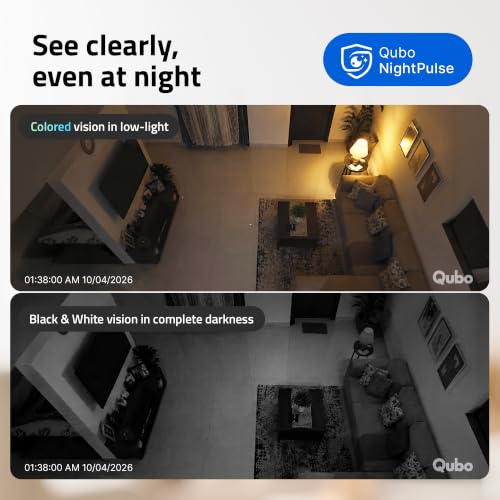 Image of Qubo Smart Cam 360 3MP (Pack of 2) by Hero Group | AI Guard Pro (12-Month Plan) | Cloud Backup | AI-Person Detection | Color Night Vision | Records Directly on Cloud | No SD Card Required