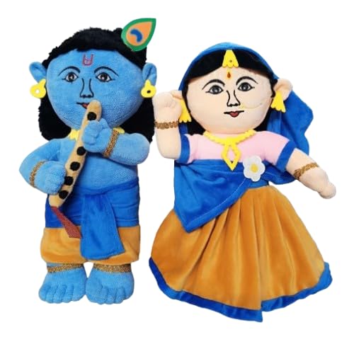Image of AVS Hindu Religious God Soft Toy Kids | Home Decor Hindu God Radha Ji & Krishna Ji | Stuffed Toys for Boys & Girls Toy for Car Dashboard, Temple & Gifting (35cm)
