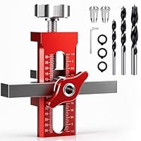 2-in-1 Einstellbarer Schranktür-Montagehilfe: Robust und Einfach Schrank Installations Aluminiumlegierung Positionierer mit 3 Bohrern für Den Einbau von Schranktüren (1,Rot)
