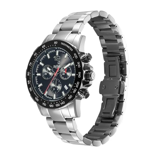 Image of Xylys Lightning with Chronograph Quartz Black Dial Silver Stainless Steel Strap Watch for Men - 40068SM01E