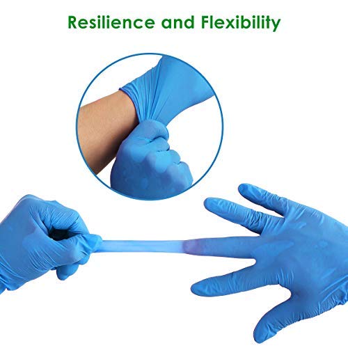 Blue Nitrile Gloves,Case of 100,4 mil Disposable Gloves,Latex Free,Powder Free,Nitrile Exam Gloves,Textured Extra Strong Cleaning Gloves for Women and Men Use,Color Blue,Size Medium - Thumbnail 2