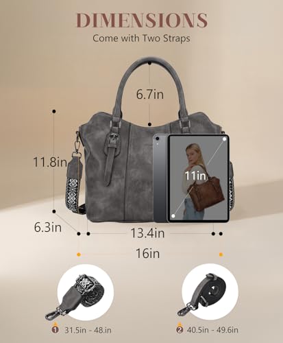 Image of VASCHY Hobo Purse for Women, Two-Strap Set, Easily Converts to Shoulder Bag, Crossbody Bag, or Tote Handbag, Travel Work Bag