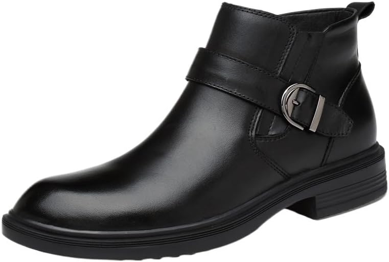 Shoes Men's Metal Buckle Ankle Boots Black Versatile Round Toe Oxford Shoes Men Comfortable Soft Sole Shoes for Shopping Party Business