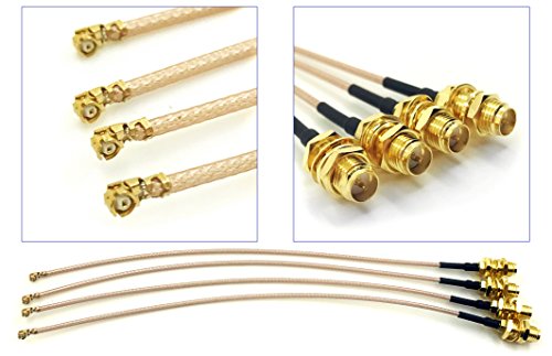 GP Electric Pack of 4 RF U.FL(IPEX/IPX) Mini PCI to RP-SMA Female Pigtail