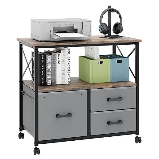 Amyove 3 Drawer Lateral File Cabinet, Grey