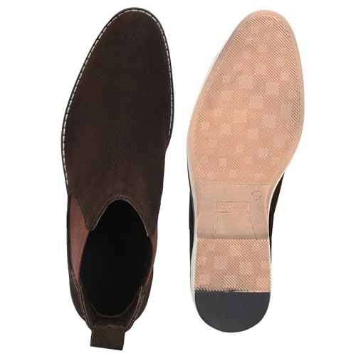 Image of Blue Leather By Centrino Genuine Leather Men's Formal and Casual Leather Boots | Versatile and Sophisticated Chelsea Boots for Every Season | Fashionable Elegant Boots for Any Occasion (3964)