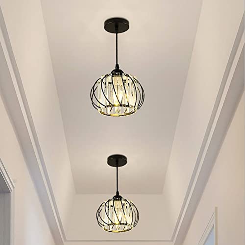 2 Pack Semi Flush Mount Led Ceiling Light Fixtures Small Crystal Ceiling Lights Chandelier Farmhouse Industrial Metal Cage Industrial Ceiling Lighting Fixture For Hallway Porch Entryway Foyer Bathroom #TOP6