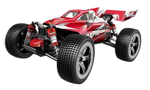 Quinmar 1/16 Scale 4WD RC Monster Truck, High Speed 37MPH, 550 Powerful Motor, All-Metal Transmission, 2.4GHz RC, Off-Road All Terrain Vehicle, Water Resistant with Rechargeable Battery(167RED)