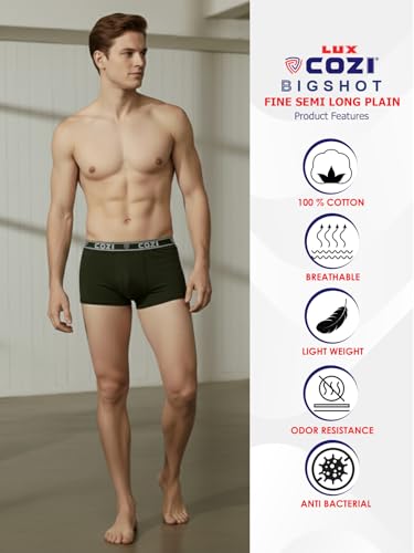 Image of Lux Cozi Mens 100% Cotton Solid Mini Trunk | Mini Trunk Underwear for Men | Color and Print May Vary | Pack of 3