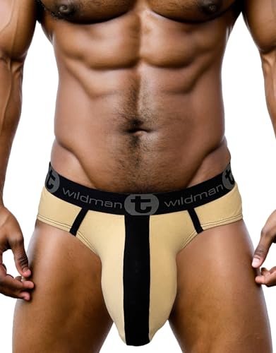 Wildmant Monster Cock Cotton Brief with Stripe Tan2