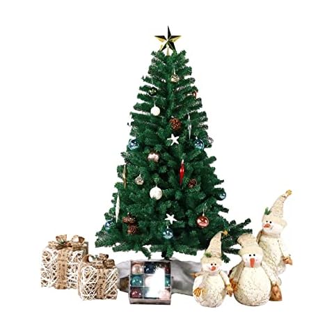 Weihnachtsbaum Künstlich, Yamctopy Künstlicher Weihnachtsbaum 150cm mit 450 Zweige, Christbaum Schwer Entflammbar PVC Tannenbaum mit Sturdy Metall Ständer- Grün Cover