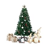 Weihnachtsbaum Künstlich, Yamctopy Künstlicher Weihnachtsbaum 150cm mit 450 Zweige, Christbaum Schwer Entflammbar PVC Tannenbaum mit Sturdy Metall Ständer- Grün