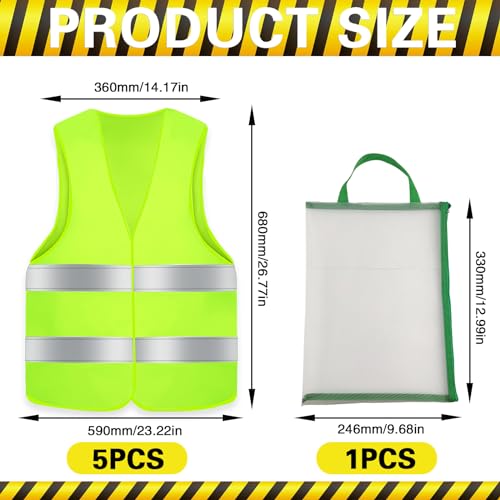 FAELNK Warnwesten Auto Pannenweste Warnweste 5 Stück Sicherheitsweste Neongelb KFZ Pannenhilfe Reflektierende Warnwesten für Autofahrern Arbeitskräften Pannenhilfe warnwetse Mit... – Bild 2