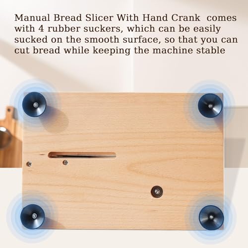 Affettatrice manuale per pane, corpo a manovella in alluminio con lame in acciaio inossidabile, spessore regolabile per pasta madre fatta in casa e pane croccante
