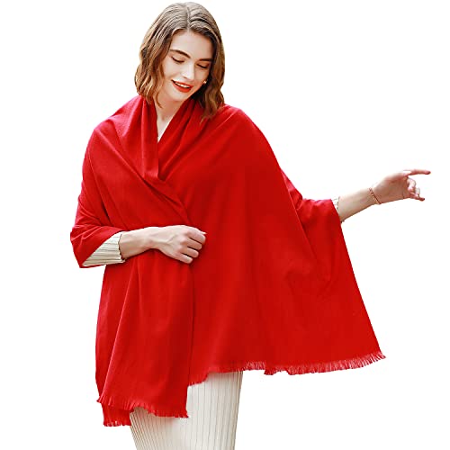 RIIQIICHY Damen Schal Stola Pashmina Winter Rot Shals tücher für Frauen Abendkleider Hochzeit Festlich xxl schal Cover