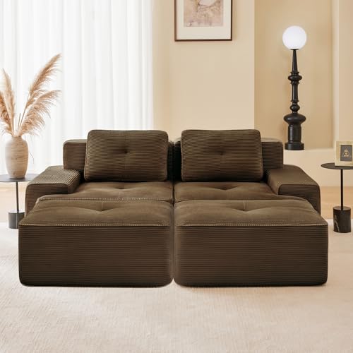Image of Corduroy Modular Sectional Sofa, Oversized Cloud Couches for Living Room