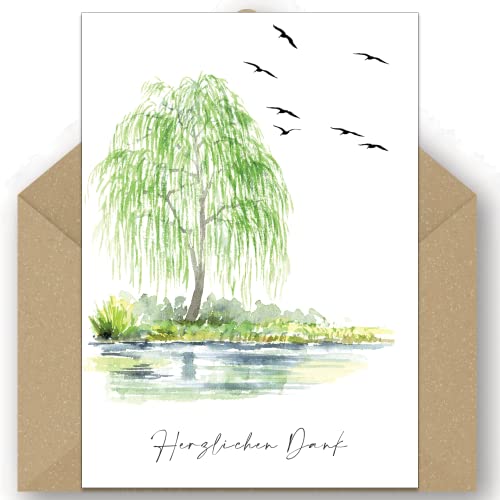 20 Trauerkarten Danksagung Weeping Willow Cover