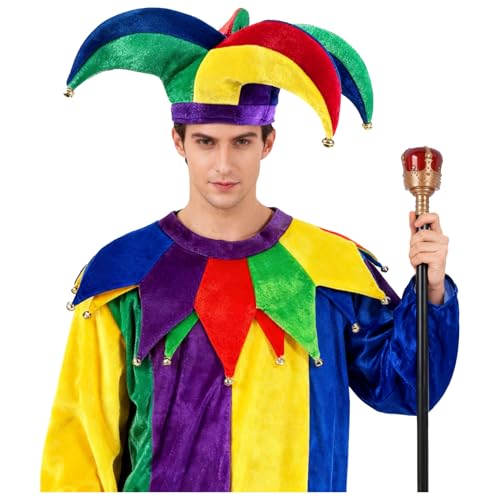 iiniim Medieval Court Jester Costume Hat Collar and...