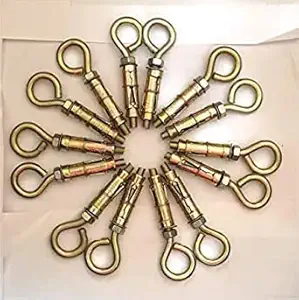 MINSALES Anchor Round Close Brass Hook Fasteners, Brass Hook Best Bolts -(Color - Golden) (8mm, 8)