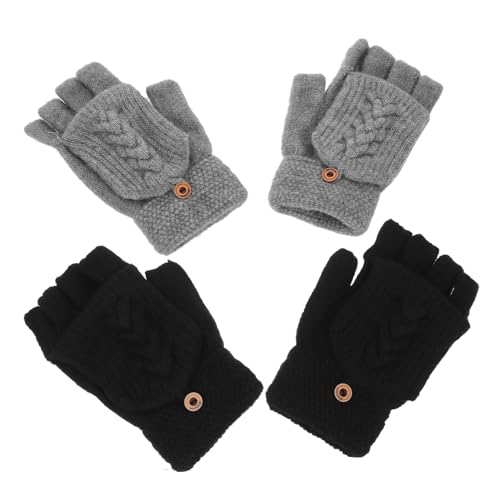 Guantes de invierno de punto sin dedos Yardwe convertibles para mujer aislantes