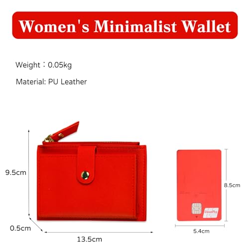 PORRASSO Fashion Card Bag Leather Wallet Women Coin Purse Card Case Card Holder Coin Bag Pouch Red3