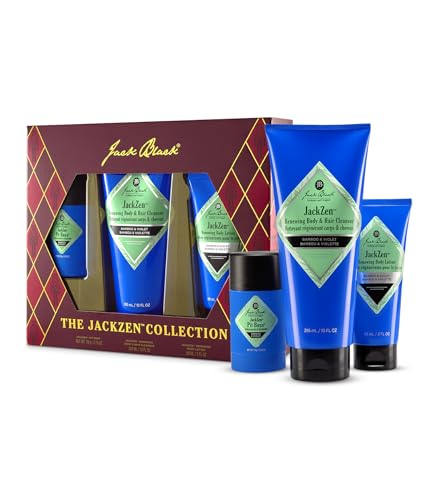 Jack Black Holiday - The JackZen Gift Set for Men - Multi-Purpose Mens Body Wash, Pit Boss Men's Deodorant, Body Lotion, Grooming Kit