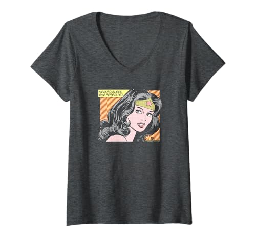 Womens Wonder Woman She Persisted V-Neck T-Shirt