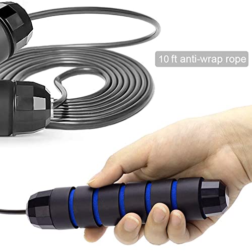 Redify Jump Rope,Jump Ropes for Fitness for Women Men and Kids,Speed Jumping Rope for Workout with Ball Bearings,Adjustable Skipping Rope for Exercise&Slim Body at Home School Gym (Blue,Black) by Redify - Used condition - Image 5