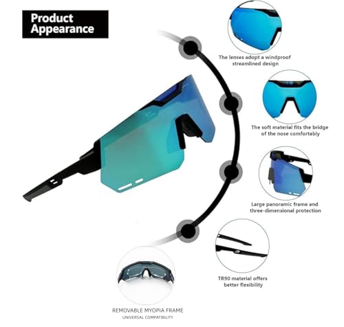 ActHose TR90 Polarized Sports Sunglasses for Men Women, UV400 Protection Lightweight Cycling Glasses for Outdoor Sports Fishing Running Baseball Softball — view 3
