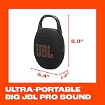 JBL Clip 5 - Ultra-Portable, Waterproof & Dustproof Bluetooth Speaker, Big Pro Sound with Punchy bass, Integrated Carabiner, Up to 12 Hours of Play, Made in Part with Recycled Materials (Black) - Image 5