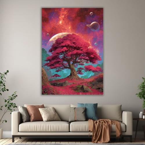 Cuadro sobre lienzo de paisaje con luna para decorar el dormitorio 3