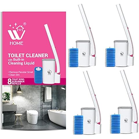 WBM Home Bowl Cleaner, with 8 Replacement Heads & Storage Caddy Each Toilet Wand, 4 Count Cover