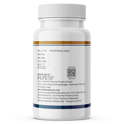 Image of INLIFE Vitamin D3 5000 IU Cholecalciferol with Coconut Oil Supplement for Better Absorption, For Men & Women, Immunity, Bone Health, Muscles - 60 Softgels