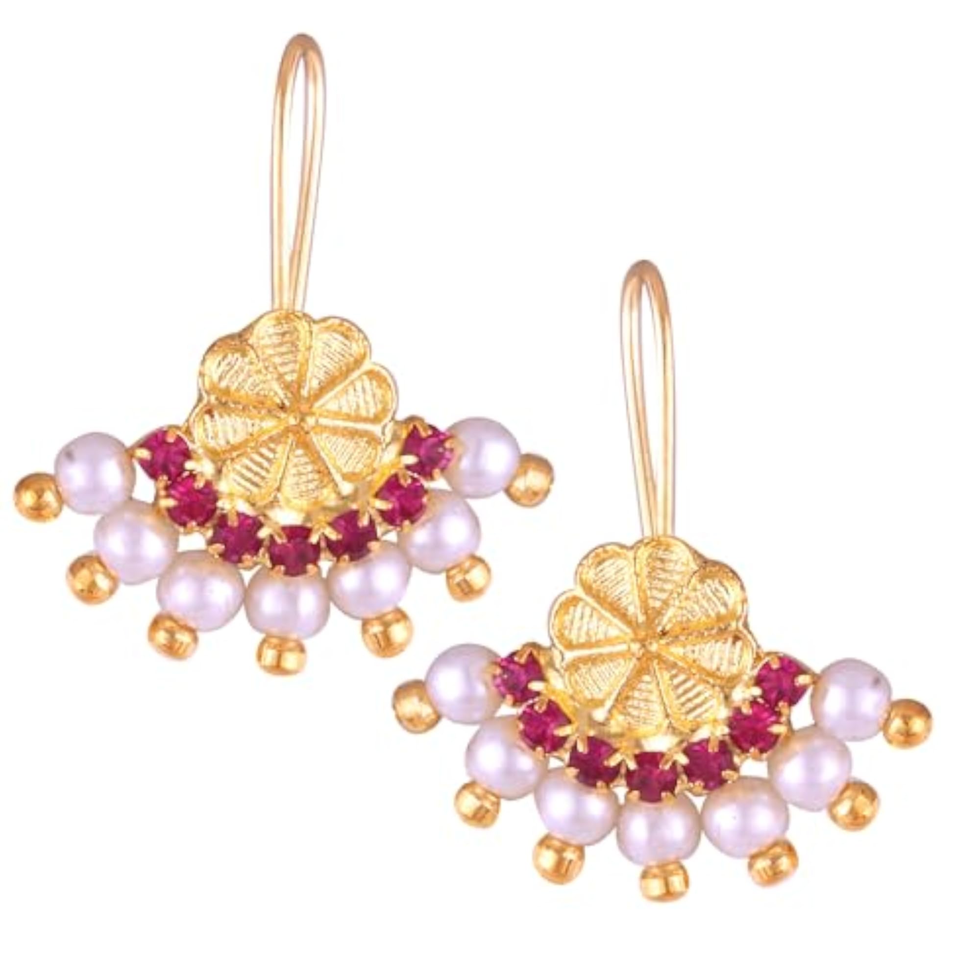 Women's Elegant Shimmering Red Bugadi Earrings