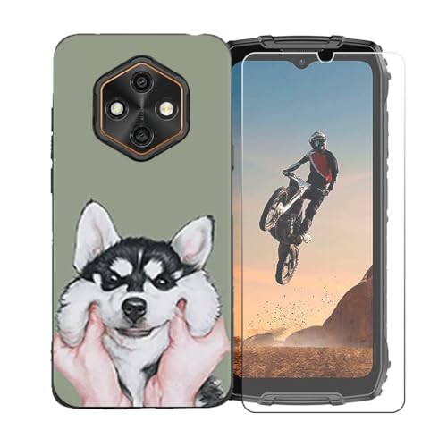 LCEHTOGYE �K�p Ulefone Rugking 4 Pro +�����K���X�X�N���[���v���e�N�^�[�p�P�[�X�A�K�p Ulefone Rugking 4 Pro (6,56")�ƌ݊����̂���u���b�N�\�t�gTPU�V���R���Q���P�[�X�ی�J�o�[ LLM8