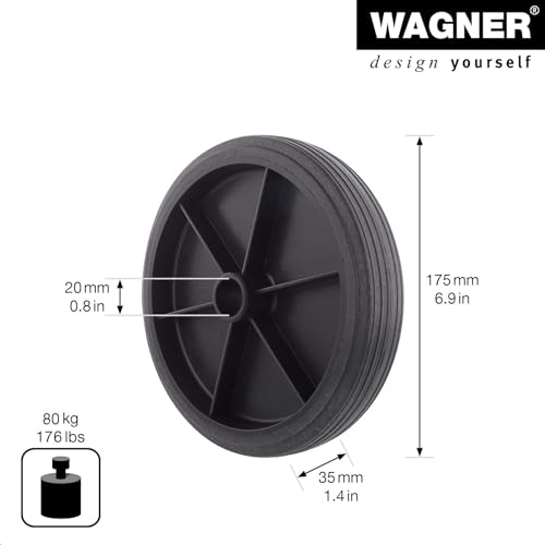 WAGNER Vollscheibenrad - Durchmesser Ø 175 x 35 mm, Achsloch Ø 20 mm, Kunststoff, schwarz, Tragkraft 80 kg - 03817501