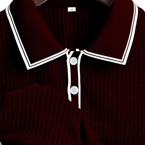 Polo ajustado para hombres de golf de manga corta con cuello y botones miniatura 6