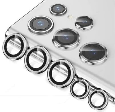 Image of (5 Pack, SILVER Camera Lens Protector Circle Tempered Glass For Samsung Galaxy S24 Ultra 5G