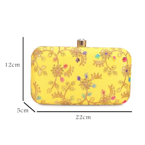 Image of LONGING TO BUY Hand Crafted Designer Box Clutch - Zari Embroidery For Women