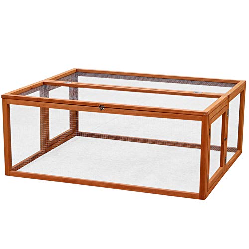 Actiaspet Wooden Outdoor Pet Run with Mesh Cover, Hinged Entrances, for Rabbits, Guinea Pigs, Chickens (Fir Wood, Large - 120cm)