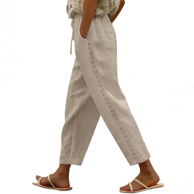 Pantalon fluide femme été léger et confortable avec cordon