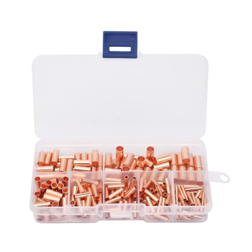 250 piezas de tubo de conexión de cobre rojo GT1-6mm - Conector para tubo de unión e hilo intermedio - Pequeños tubos de cobre para conexión de cables